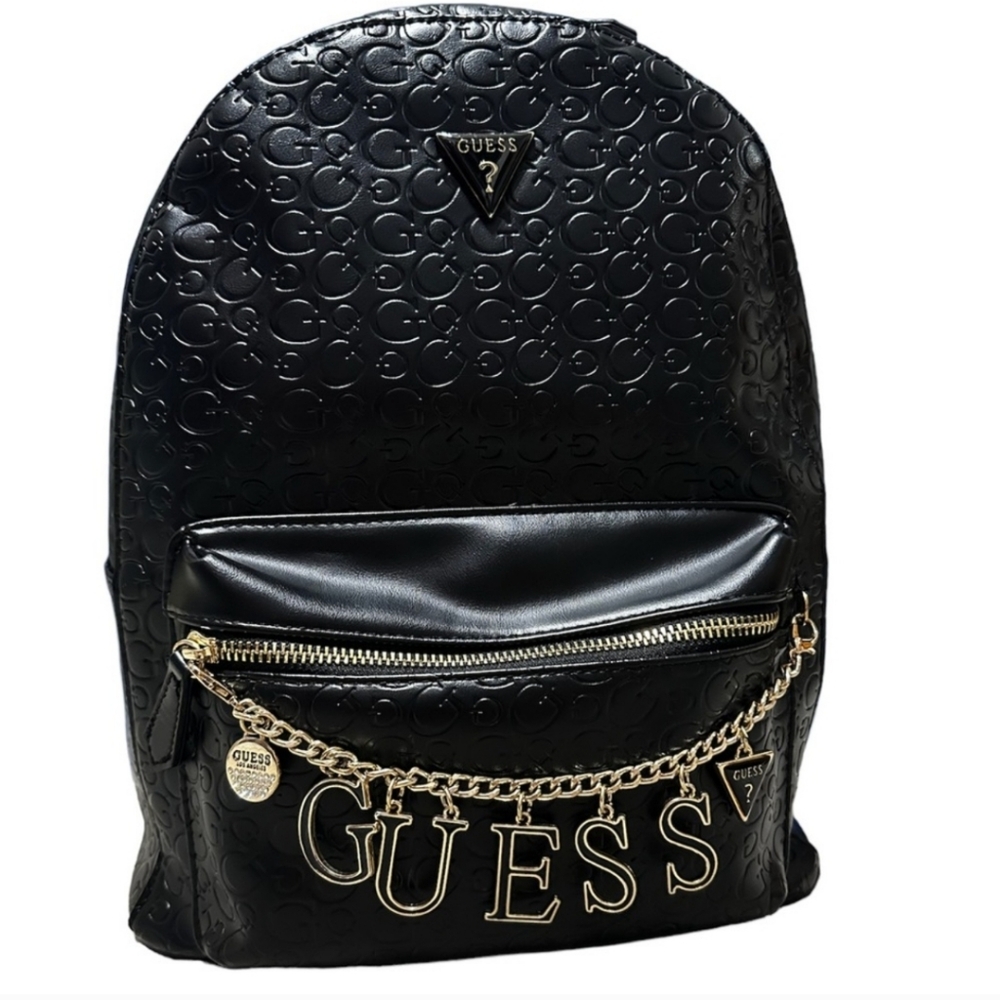 Guess Black Backpack with Gold Accents
